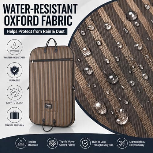 Garment Bag for Travel, 100 x 60 cm Foldable Suit Carrier with Trolley Sleeve & Leather Handles, Waterproof Oxford Fabric, Wrinkle-Free Hanging Clothes Bag for Suits, Coats — view 5