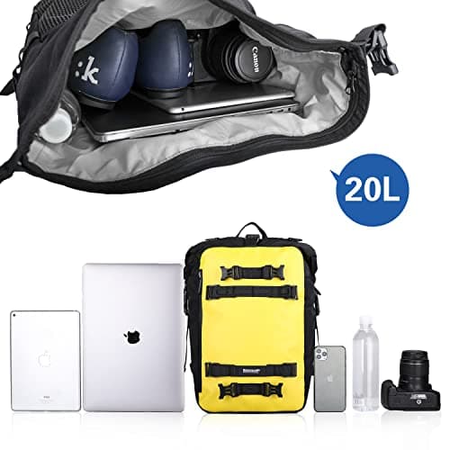 Rhinowalk Motor Pannier Bag 10/20/30L Multifunctional Waterproof Rear Rack Trunk Motorcycle Seat Bag, Yellow 20L — view 4