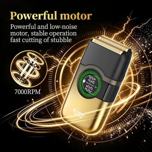 KEMEI Electric Foil Shavers for Men, Double Foil Razor with Floating Blades, Cordless Skin Fade Beard Shaver, USB Type C Rechargeable Up to 100 Min Usage, Travel Lock — view 3