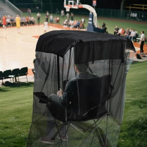 Durlo Mosquito Net Cover for Canopy Chair Insect Barrier Black with Zipper Opening Waterproof Roof for Fishing Camping​ — view 5