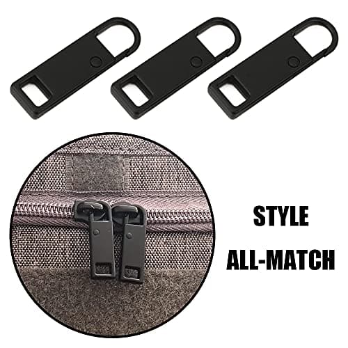 Zipper pull replacement parts,10 Pcs Black Zipper Pull Tabs Metal Replacement Zip Fixers Spring-Loaded Zipper Pulls for Clothes Suitcase Backpack DIY Craft — view 5