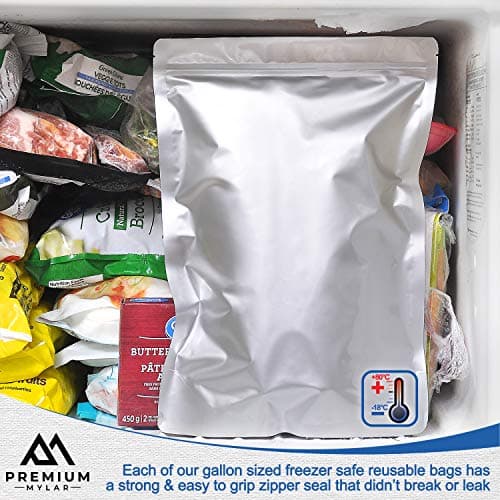 25 Mylar Bags 1 Gallon - Extra Thick 9.4 Mil - 10"x14" Airtight Vacuum Sealing Sealable Mylar Bags for Long Term Food Storage - Odor Free Heat Resistant - Light and Moisture Proof Fresh Saver Packs — view 6