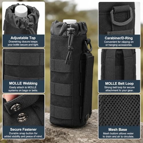 ElioVelluL MOLLE Water Bottle Holder Pouch Tactical Hydration Carrier, Adjustable Nylon Bottle Holster Bag for Backpack, Hiking, Camping, Cycling and Outdoor Military Gear Use — view 3