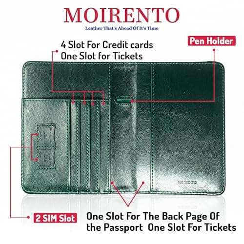 MOIRENTO Irish Passport Cover & Holder, PU Leather, RFID Blocking, Green — view 4