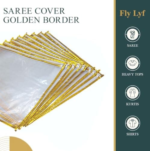 FLY LYF Plastic Single Saree Covers With Zip Transparent Suit Cover Packing Bags(Pack Of 24)(Pack Of 18)(Pack Of 12)(Pack Of 6)Saree Organizer For Wardrobe Travel Clothes Storage(12),43 Cm,37 cm — view 6