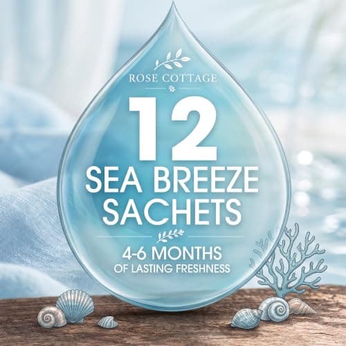 Large 12 Packs Sea Breeze Hanging Scented Sachets Long-Lasting Closet Deodorizer Air Freshener Fabric Refresher Odor Eliminator for Drawer Home Fragrance Gift Set — view 6