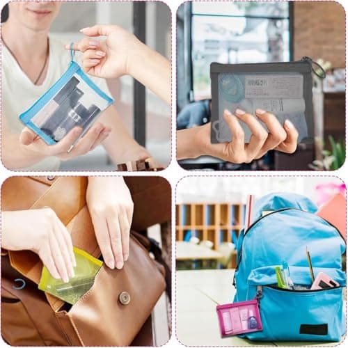 Mini Mesh Pouches(4 Pack), Small Mesh Bags with Zipper Nylon Makeup Pouches Bag Cosmetic Pouch Travel Purse Organizer Insert Diaper Inside Bag Organizers Home Organizing Size See Through Cute Colors — view 6