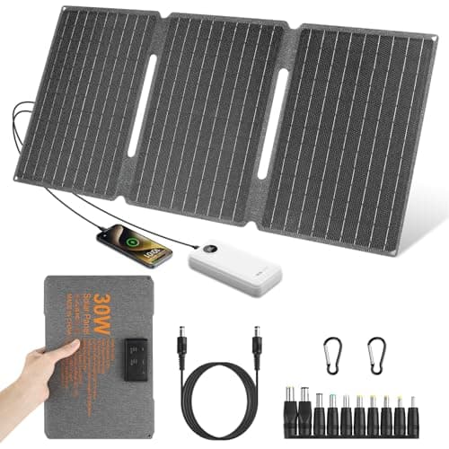 【Portable Solar Panels for Camping 30W 18V Kit】 KWODE Solar Panel Charger