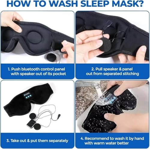 Topnma Sleep Mask Headphones, 3D Contoured Eye Mask for Side Sleepers Gift — view 4