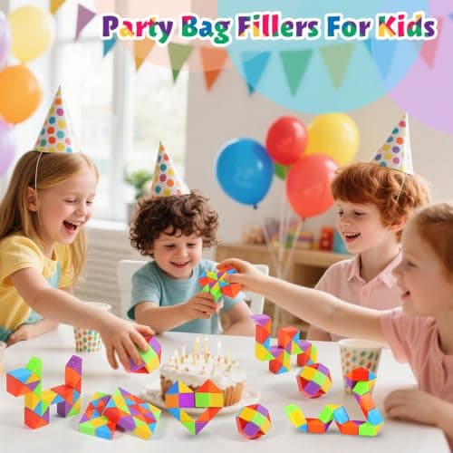 WEARXI 20 Packs 24 Blocks Magic Snake Cube, Party Bag Fillers for Kids — view 5