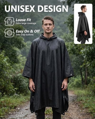 Victoper Poncho Rain Poncho Waterproof Adult Reusable EVA Hooded Rain Cover, Lightweight Waterproof Poncho For Festivals, Hiking, Camping, Travel, Ponchos Family Pack Style, One Size — view 6