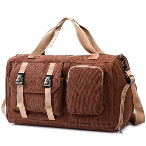 unisoul Corduroy Sports Gym Bag for Women Girls with Shoes Compartment