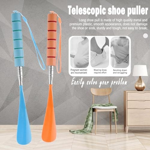 Long Handled Travel Shoe Horn Horns Pull Chausse Pied Telescopic, 2 Pcs — view 2