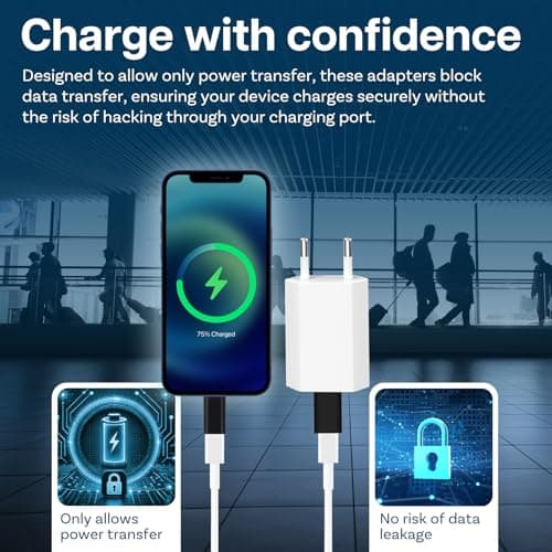 MMOBIEL USB Data Blocker & USB-C Data Blocker [2 Pack] Protect Against Juice Jacking – Charge Only Adapter, Safe Charging – USB-A/USB-C Defender - Refuse Hacking - Data Blocking Adapter – Black — view 3