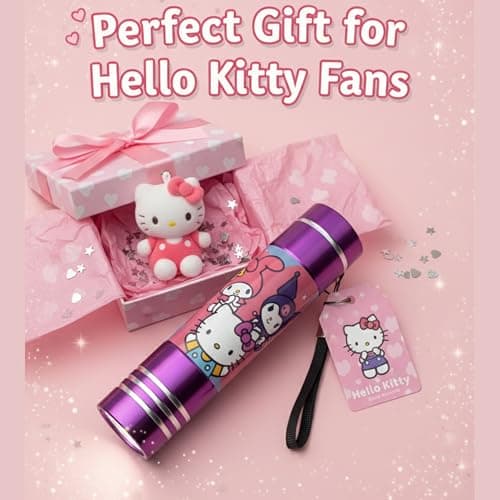 SRV Hub Purple Hello Kitty Torch for Girls – Compact 9 LED Aluminium Flashlight | Portable Waterproof Mini Torch with Batteries | Ideal for Camping & Night Adventures — view 4