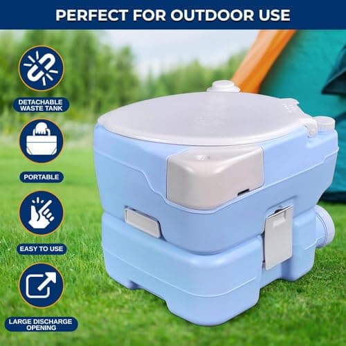 SereneLife Outdoor Camping Toilet, Portable Toilet, Comfortable Flushable for Adults, Travel, Compost, Porta Potty Loo, Detachable Waste Tank & Phone Holder, 15L — view 4