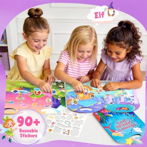 JoyCat Reusable Sticker Book Set (3-Pack): Unicorn, Fairies, Mermaid — view 6
