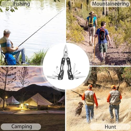Multitool Pliers 13 in 1, Stainless Steel Multi Tool Pliers Pocket Knife with Safety Lock for Camping Survival Hiking DIY Gifts for Men — view 6