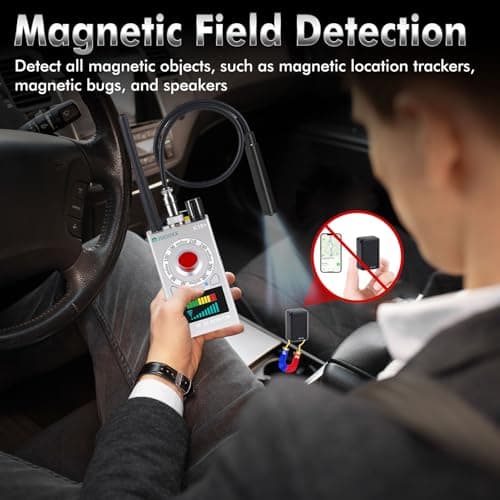 JMDHKK K18+ Hidden Camera Detector, Spy Camera Finder, Bug Detector, Magnetic Field Detector, Listening Device Detector – Privacy Protection Tool for Home, Office, Hotel, and Travel Security(Silver) — view 4