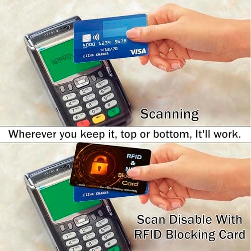 SAITECH IT 5 Pack Premium RFID Blocking Card, Protect Your Debit & Credit Cards, Passport, Wallet, Purse from NFC Contactless Theft for Men & Women - Orange Black — view 5