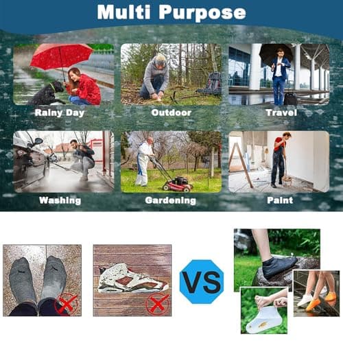RXKFIGX 2 pairs Silicone Waterproof Shoe Covers,Reusable Upgraded Overshoes Resistant Rain Boots Non-Slip Washable Protection Cover,Waterproof Resistant Silicone Overshoes Rain Shoes Cover Boot(M) — view 6