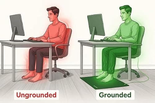 Groundly Grounding Mat 51x80cm – UK Plug Earthing Mat for Sleep, Inflammation, Stress & Muscle Recovery – Vegan Leather, Olive Green — view 6
