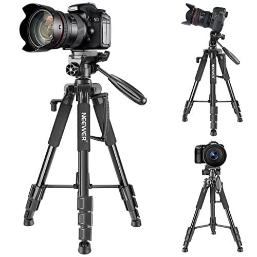 Neewer Portable Camera Tripod for Travel Vlogging, Professional Aluminum Heavy Duty Tripods with 3-Way Swivel Pan Head, Bag for DSLR Camera DV Video Camcorder Load up to 8.8 lb/4 kg Black(SAB234) — view 3