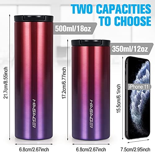 HASAGEI Travel Mug, Insulated Mug for Hot and Cold Drinks, Reusable Cup with Leakproof Lid, Vacuum Stainless Steel Bottle for Coffee and Tea (Red Purple 350ML) — view 5