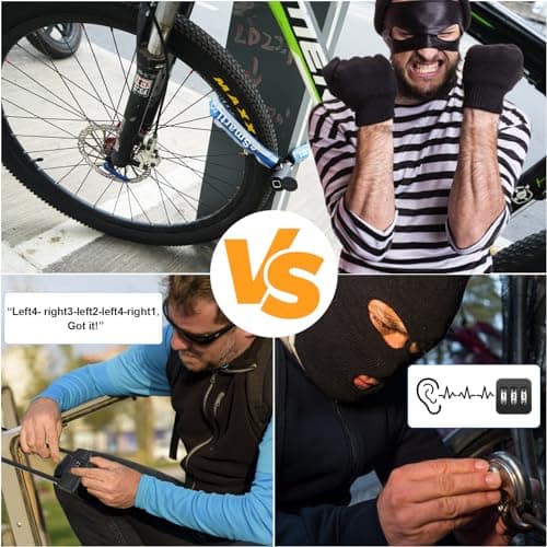 Chain Lock eLinkSmart Keyless Waterproof Bike Lock 100CM for Bicycle Scooter Motorcycle Door Fence Gate Fingerprint Bluetooth App Heavy Duty Security Blue 2024 New — view 3