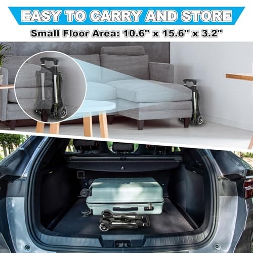 Vsaikeo Small Folding Hand Truck Dolly with 2 Wheels, Lightweight Aluminum Foldable Luggage Cart into Backpack, Collapsible Carts Portable Dolly for Airport Travel Moving — view 3
