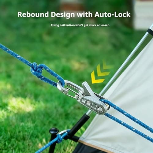 6-Pack Retractable Rope Roller Ratchet Straps Set, Knot-Free Camping Rope Tightening Tool with Cam Lock, Paracord Ropes Pulley Tensioner Clips, Outdoor Tools — view 2