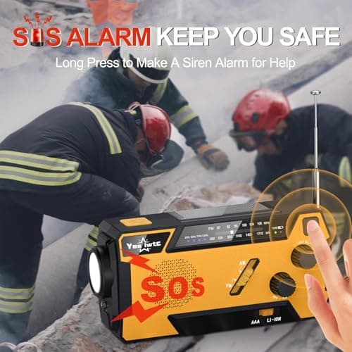 Wind Up Solar Radio, 7400mWh (2000mAh) Solar Powered Radio Emergency Hand Crank Radio with 3 Built-in Cables, Battery Operated, SOS Alarm & Flashlight, Emergency wind up torch for Hurricane, Emergency — view 4