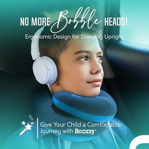 BCOZZY Kids Travel Neck Pillow (8-12 Y/O), Head & Chin Support, Navy — view 3