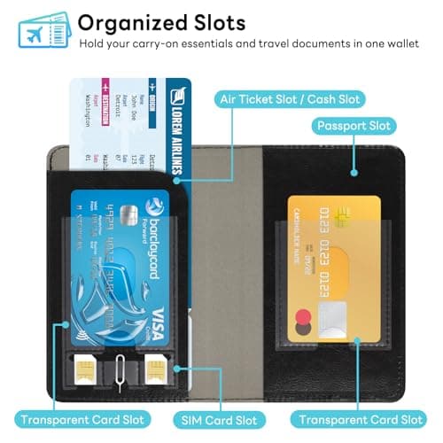 YAVIV Passport Holder for Women&Men，Travel Wallet RFID Blocking-Black — view 3