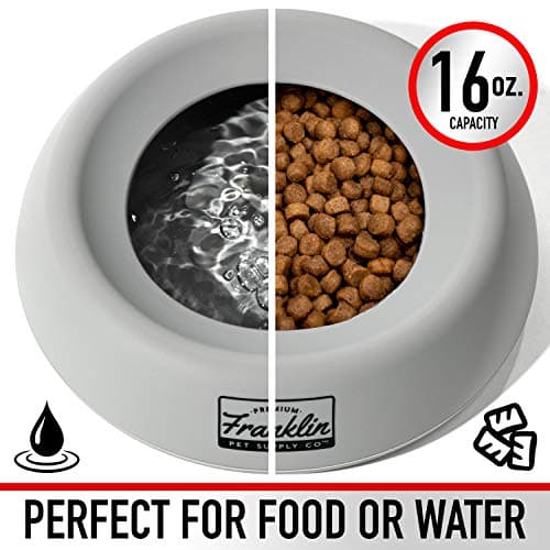 Franklin Sports Spill Proof Portable Pet Bowl For Cars - No Splash Travel Water and Food Dish for Dogs + Cats - 16 oz. - BPA Free,White, Gray — view 3