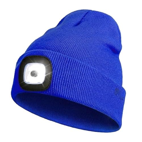 Rynli Rechargeable LED Beanie Hat – Waterproof USB Rechargeable 4-LED Headlamp, Hands-Free Winter Head Torch Cap for Hiking, Camping, Running, Dog Walking & Perfect Gifts for Men UK