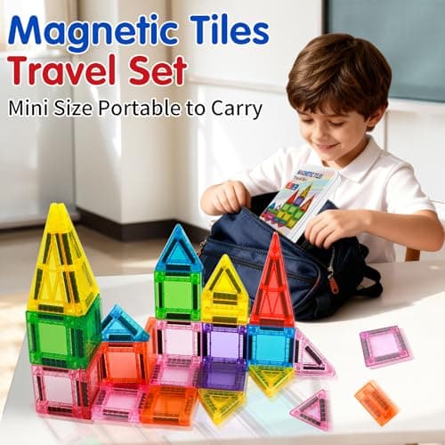 katietoy Mini Magnetic Tiles Travel Set Kids Airplane Activities Games — view 2