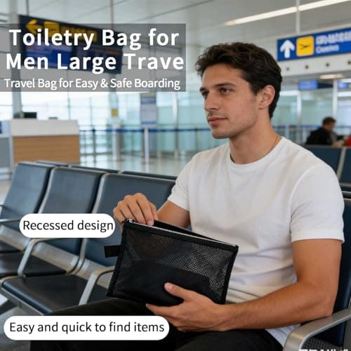 Travel Toiletry Bag,Large Capacity Makeup Bag with Zipper,Transparent Cosmetic Pouch for Travel Airport Security Beach Gym(2Pcs/9.45x7.09inch/Black) — view 3