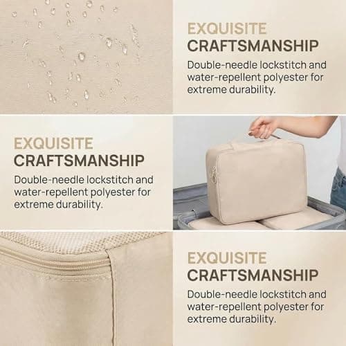 14 PCS Waterproof Packing Cubes Set, Beige Packing Cubes Set — view 4