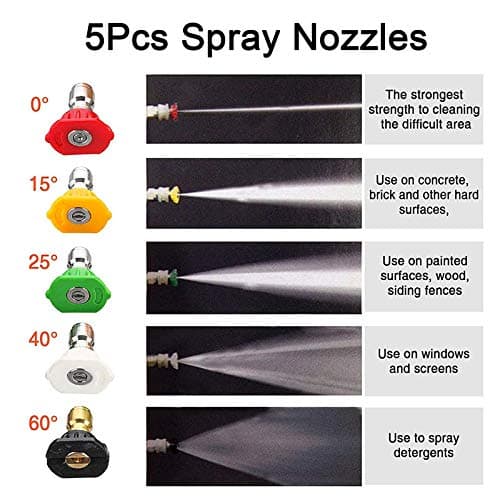 Pressure Washer Foam Cannon, 1L Adjustable 1/4" Quick Release Snow Foam Lance Gun Soap Dispenser Bottle with 5Pcs Pressure Washer Spray Nozzle Tips for Car Washing, Yard Cleaning — view 4