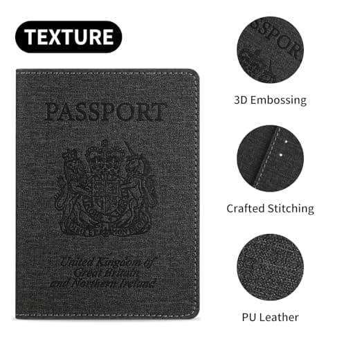 Cinocratic RFID Blocking Passport Holder Cover & Travel Wallet - PU Leather Organiser for Credit Cards, Boarding Pass and ID Cards | Travel Accessories for Men&Women (Black) — view 4
