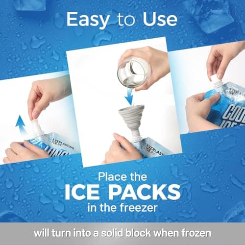 Everlasting Ice RX Reusable Ice Packs for Lunch Boxes (4 Pack) Up to 48 Hours Freezer Packs | 7.5 x 6.5 in | Long Last Cooler Ice Packs for Camping, Fishing, Beach, Road Trips — view 6