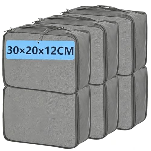 Small Packing Cubes 6 PCS, 30x20x12CM Same Size Suitcase Organiser Bags, Mesh Packing Cubes for Suitcases Small Set Only (Light Gray, 6 x S)