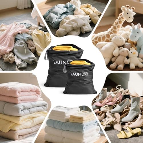 AOOTE Waterproof Travel Laundry Bag, 2 Pack Dirty Clothes Organizer with Zipper, 2 Sizes Foldable Dirty Clothes Storage Bag, Wet Bags for Travel, Swimming, Gym, Beach, Pool, Workout, Yoga, Black — view 6