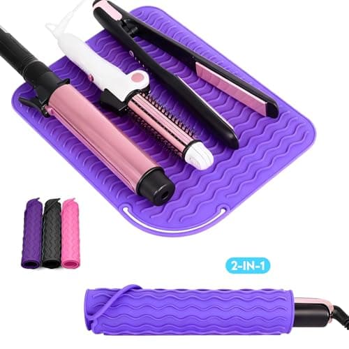 DOETYD Silicone Heat Resistant Mat for Hair Straighteners, Curling Irons, Flat Iron, Curling Tongs, Purple Non Slip Travel Mat Pad for Hot Hair Styling Tools, 23 cm x 17 cm — view 4