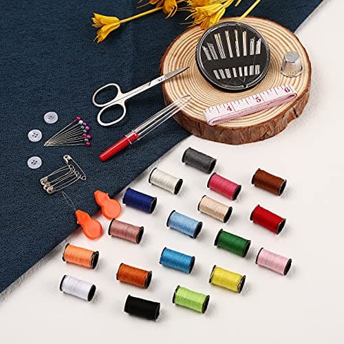 AUERVO Travel Mini Sewing Kit, Over 70 Premium Supplies, Filled with Needles, Scissors, Thimble, Thread, Tape Measure — view 4