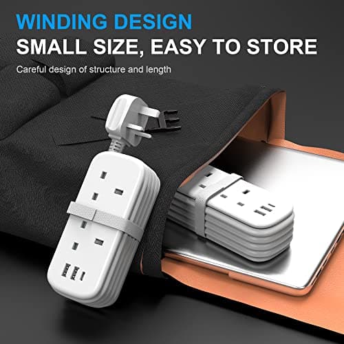 Unidapt Socket Extension Lead, USB C & A, White, 1.5M Rollable Cord — view 2