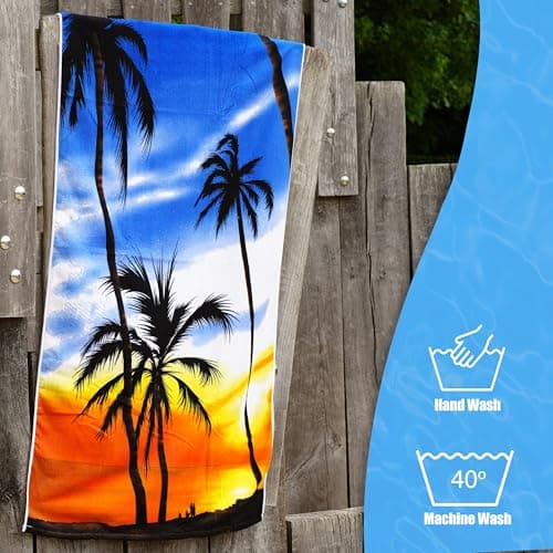 GEEZY Microfibre Beach Towel, Sunrise Design - Quick Drying, Lightweight, Sand-Free, Large & Durable, Summer Design - Beach Essentials for Travel, Holiday, Swimming, Sauna, Adults & Kids, 70x140cm — view 6
