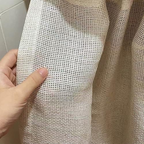 GUAWJRZDP Retro cotton and linen short curtains, curtains under the sink, Nordic style door curtain, shading and ventilation, tassel decoration, rod installation, one piece (Size: W150XH80(CM)) — view 4