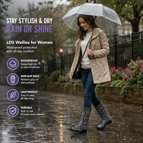 A2Z Ladies Waterproof PVC Rain Boots Stylish Mid Calf Slip On Wellies — view 6